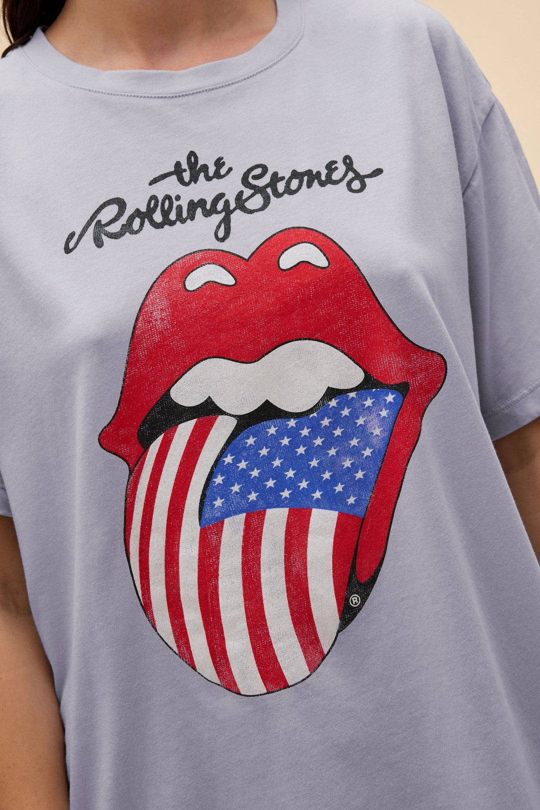 ROLLING STONES FLAG TOUNGUE BURNOUT BF TEE