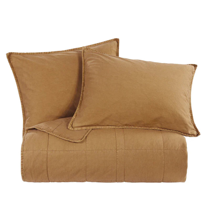 STONEWASHED COTTON CANVAS COVERLET in TERRACOTTA, KING