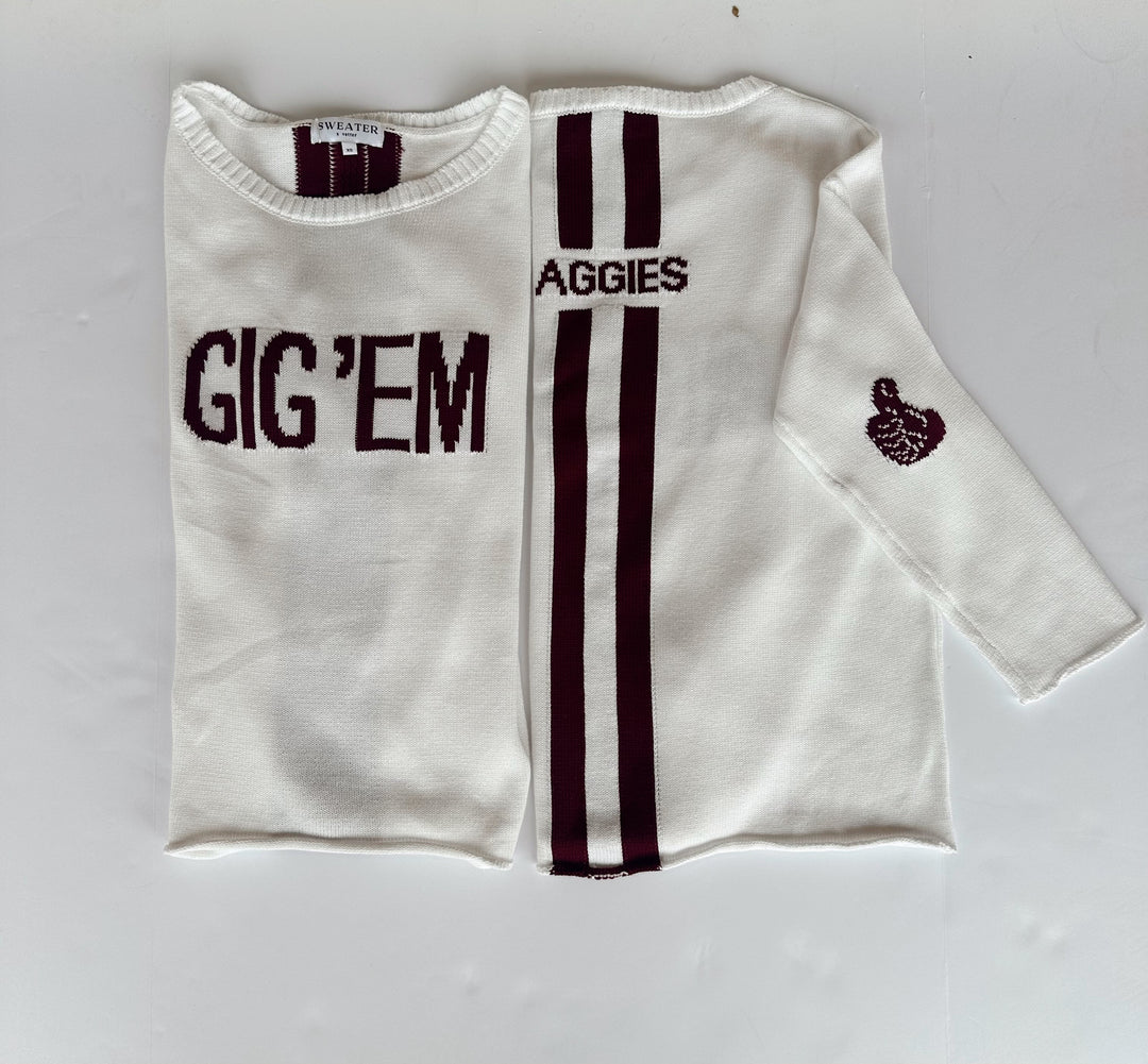 THUMB UP GIG 'EM COLLEGE GAME DAY SWEATERS