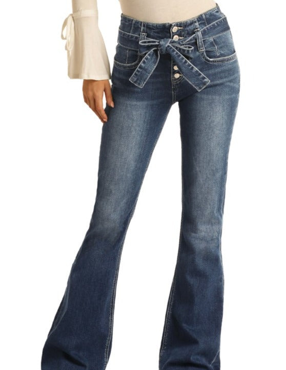 Rock & Roll Ladies Button fly Flare Jeans