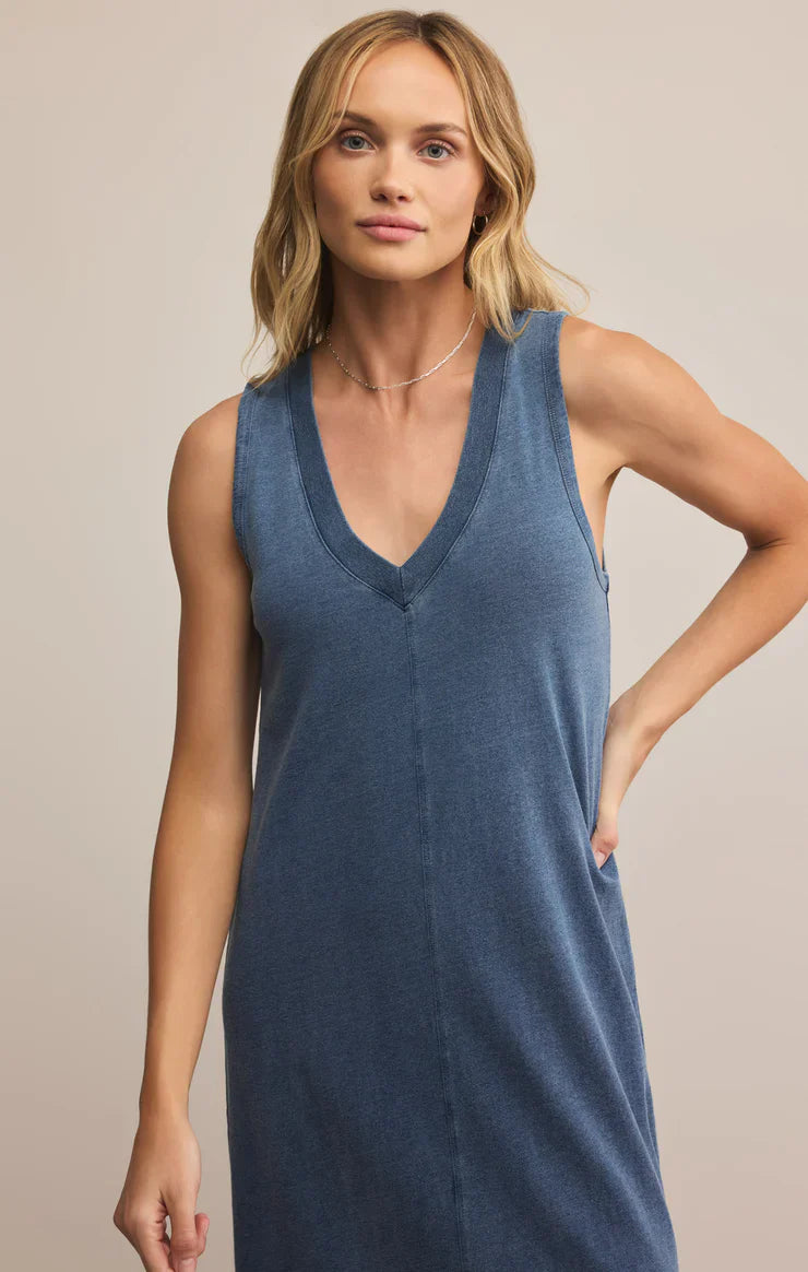 PALISADES JERSEY KNIT DENIM DRESS