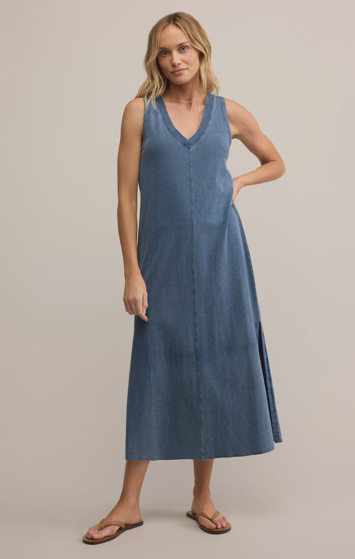 PALISADES JERSEY KNIT DENIM DRESS