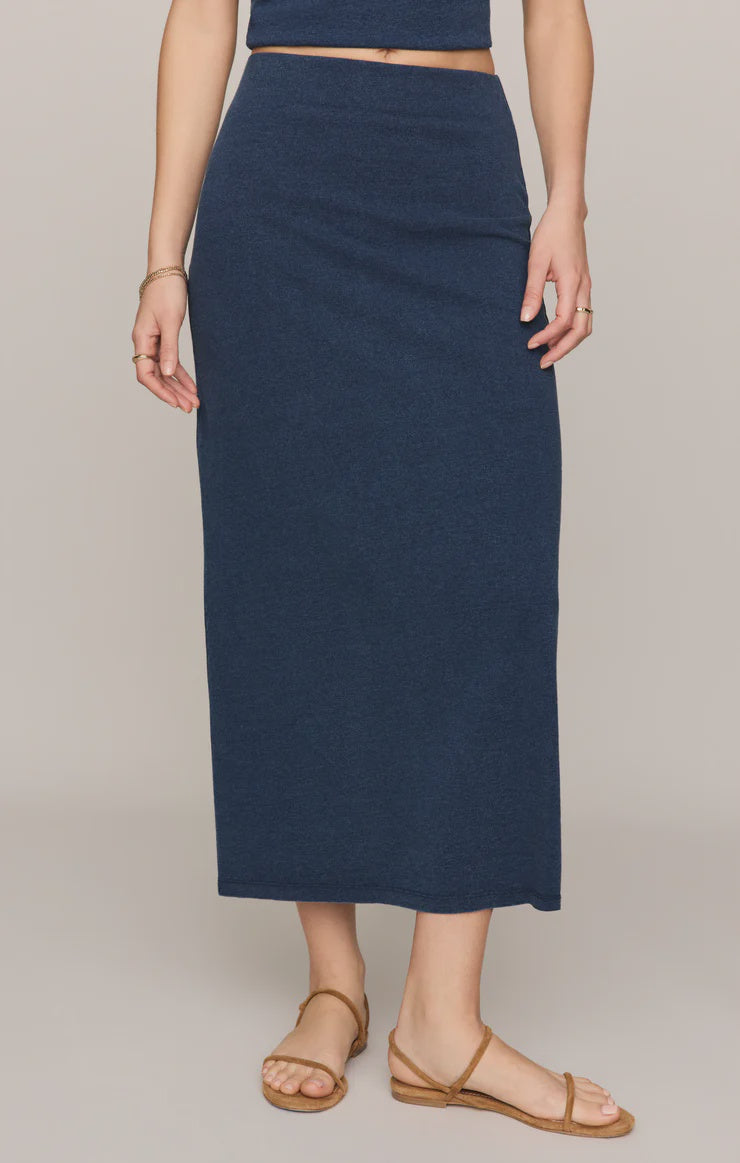 GAIL JERSEY DENIM MIDI SKIRT