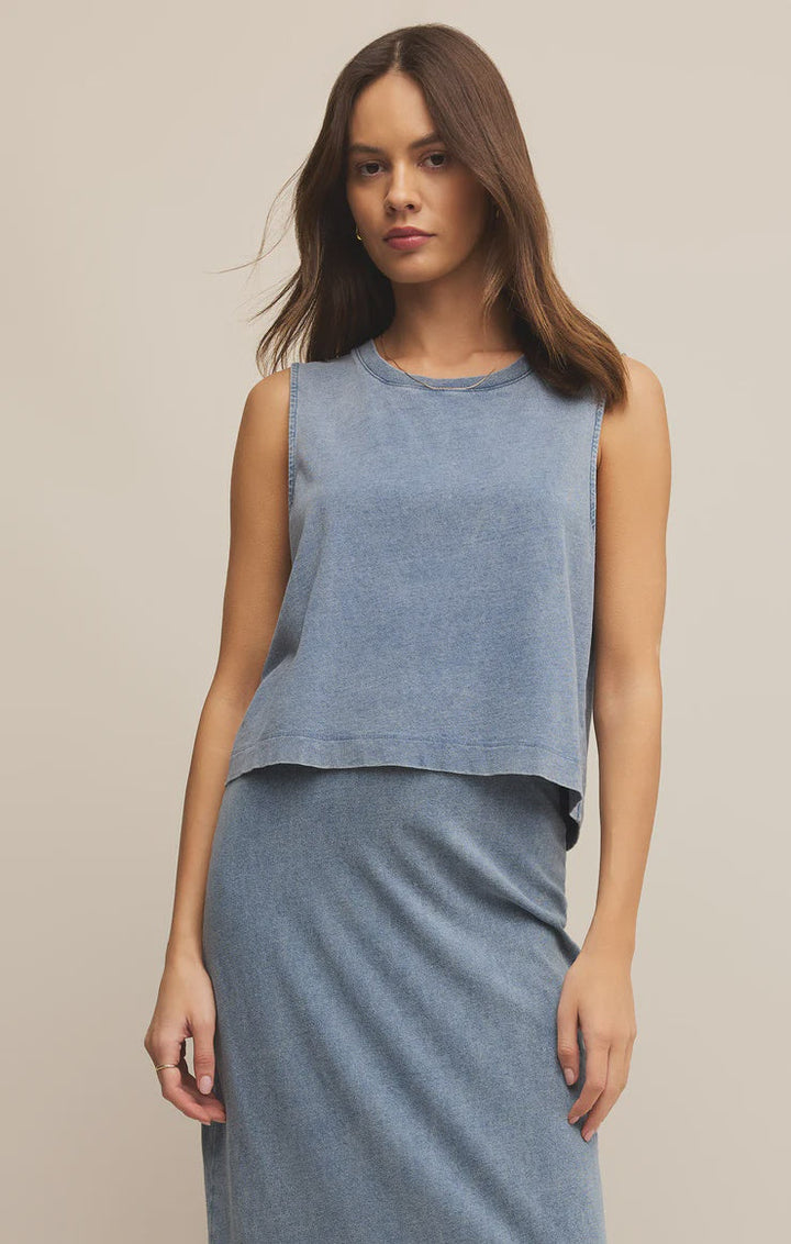 SLOANE JERSEY DENIM MUSCLE TANK