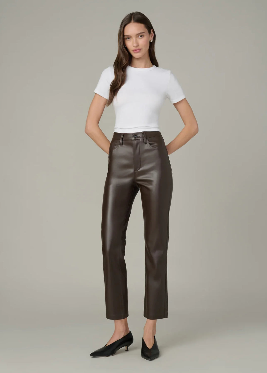 LYRA SLIM ANKLE VEGAN LEATHER PANT