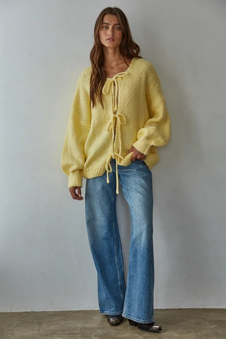 SADIE FRONT TIE CARDIGAN SWEATER