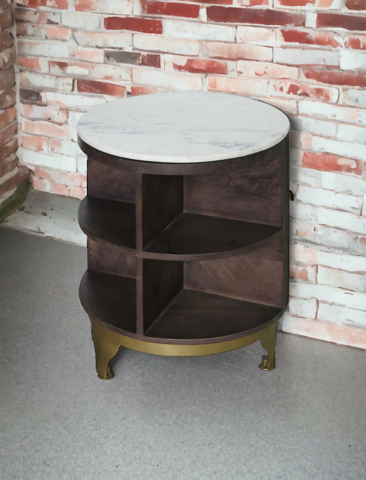 New York 20” White Marble Side Table America Reclaimed