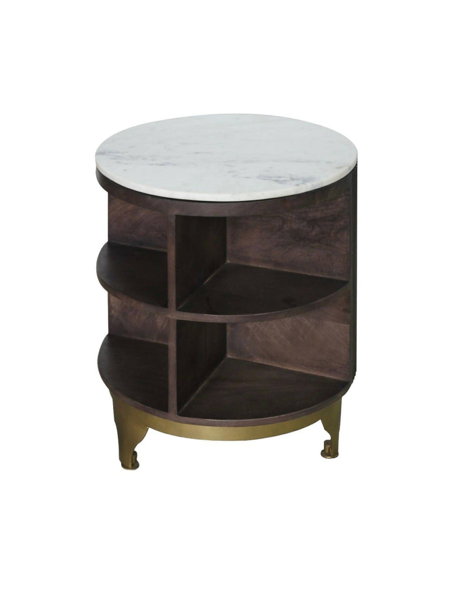 New York 20” White Marble Side Table America Reclaimed