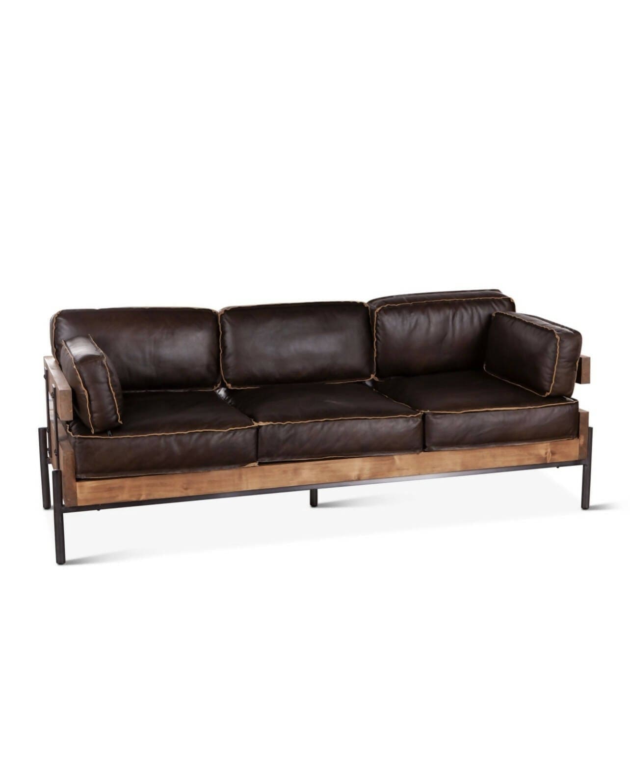 Portofinio 82” Brown Leather Sofa America Reclaimed