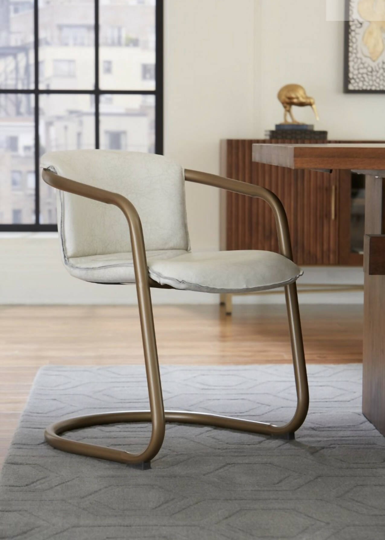 Portofino 22” Vintage White Leather Dining Chair America Reclaimed