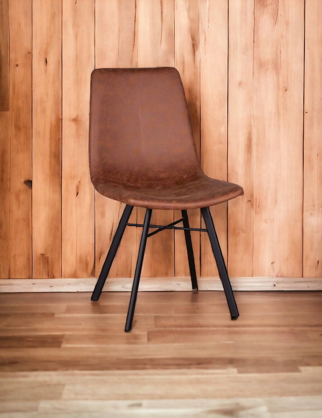 Sam 18” Trapper Brown Leather Dining Chair America Reclaimed