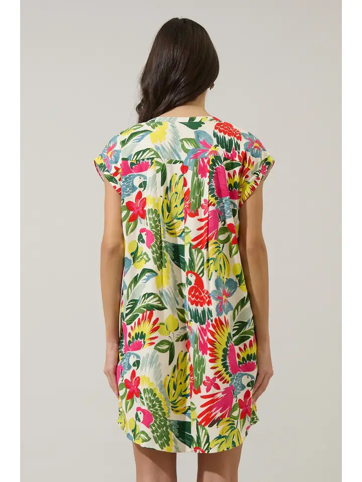 WISSA TROPICAL JASLA SHIFT MINI DRESS