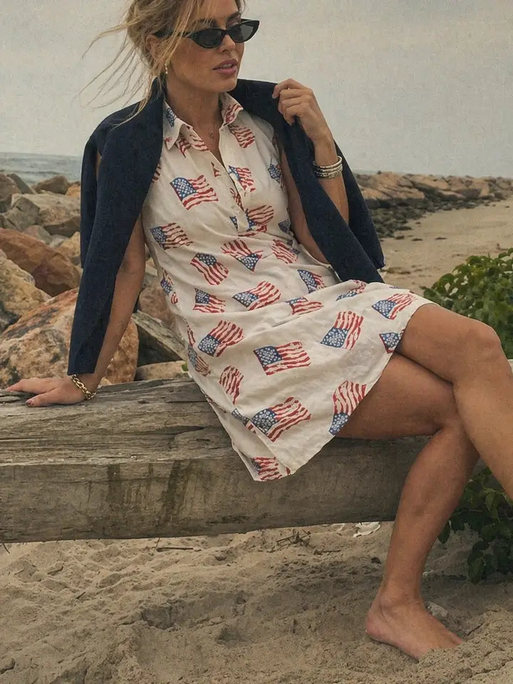 SCONSET SLEEVELESS FLAG DRESS