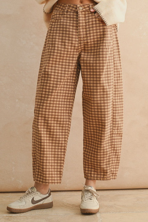 MINI CHECKER BARREL PANTS