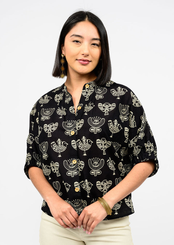 BLOCK PRINT PONCHO TOP