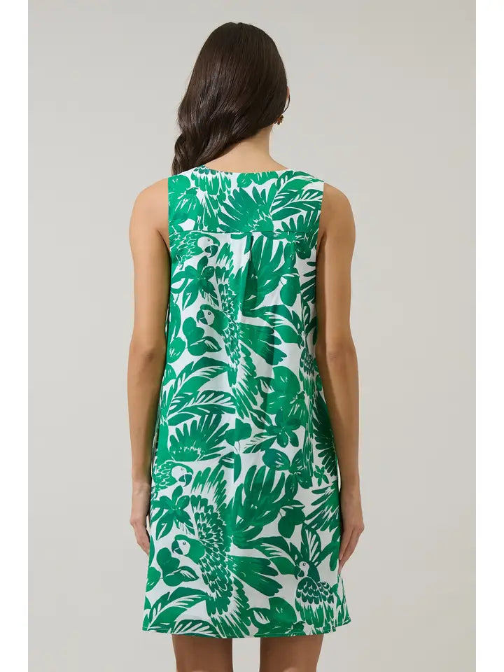 MASEY TROPICAL LERRY SHIFT MINI DRESS