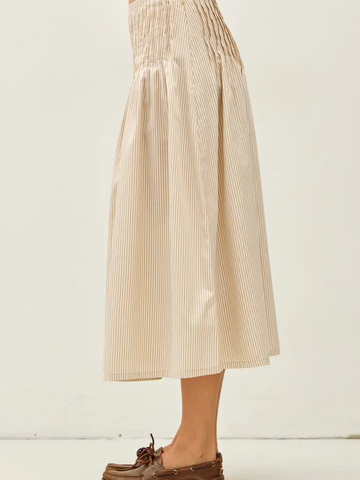STRIPED PINTUCKED SKIRT