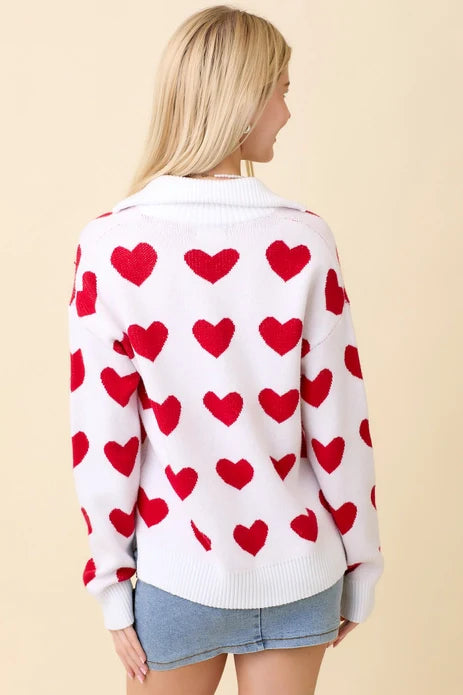 HALF ZIP HEART SWEATER
