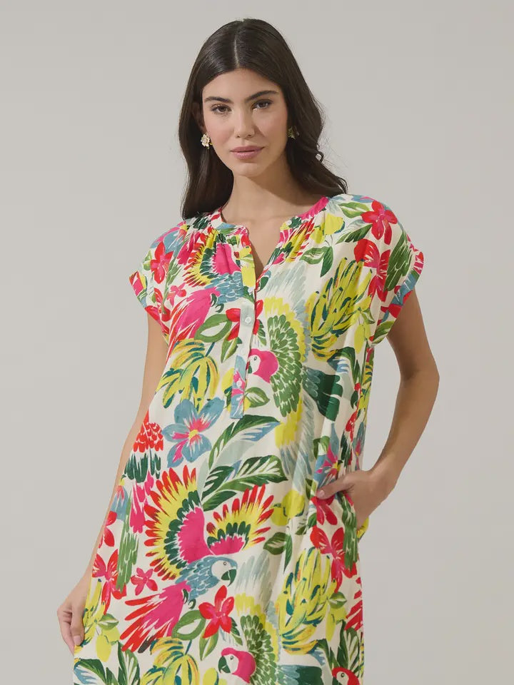 WISSA TROPICAL JASLA SHIFT MINI DRESS