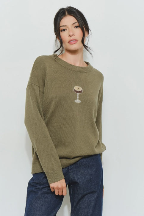 PERRI MARTINI BEADED SWEATER