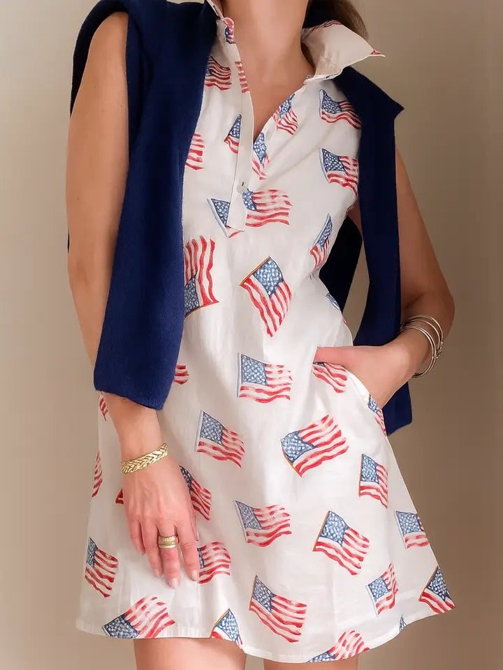 SCONSET SLEEVELESS FLAG DRESS