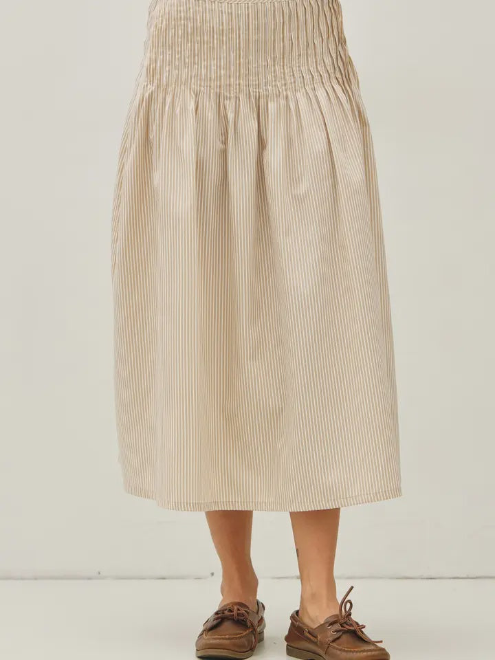 STRIPED PINTUCKED SKIRT