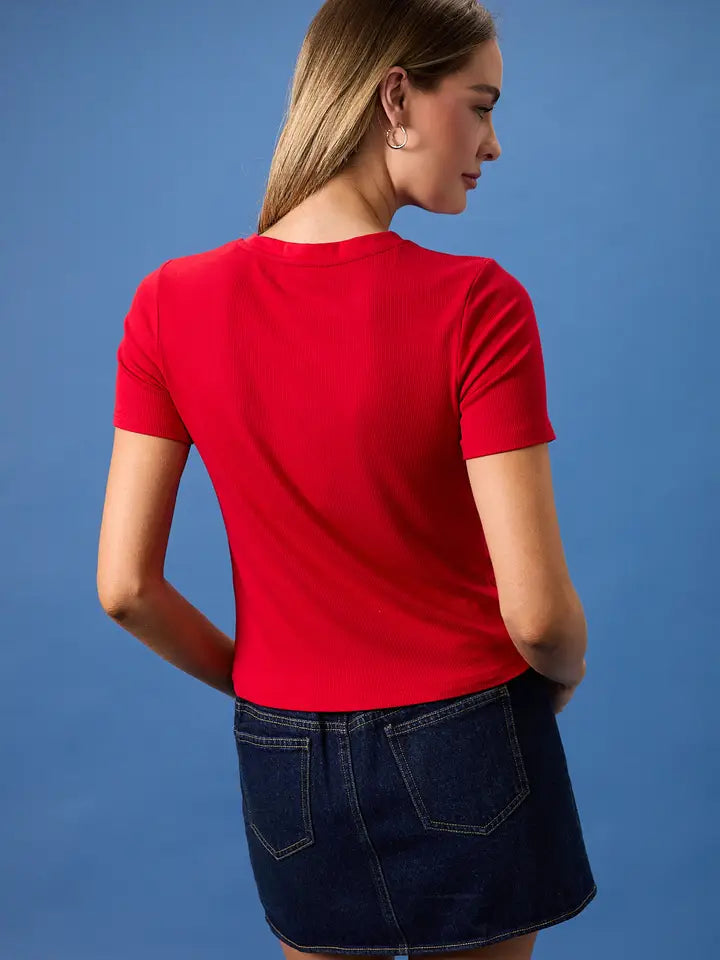 CREW NECK USA COCKTAIL EMBROIDERED RIBBED BABY TEE