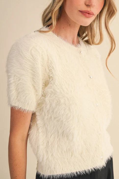 PEARL BUTTN DOWN S SLV SWEATER