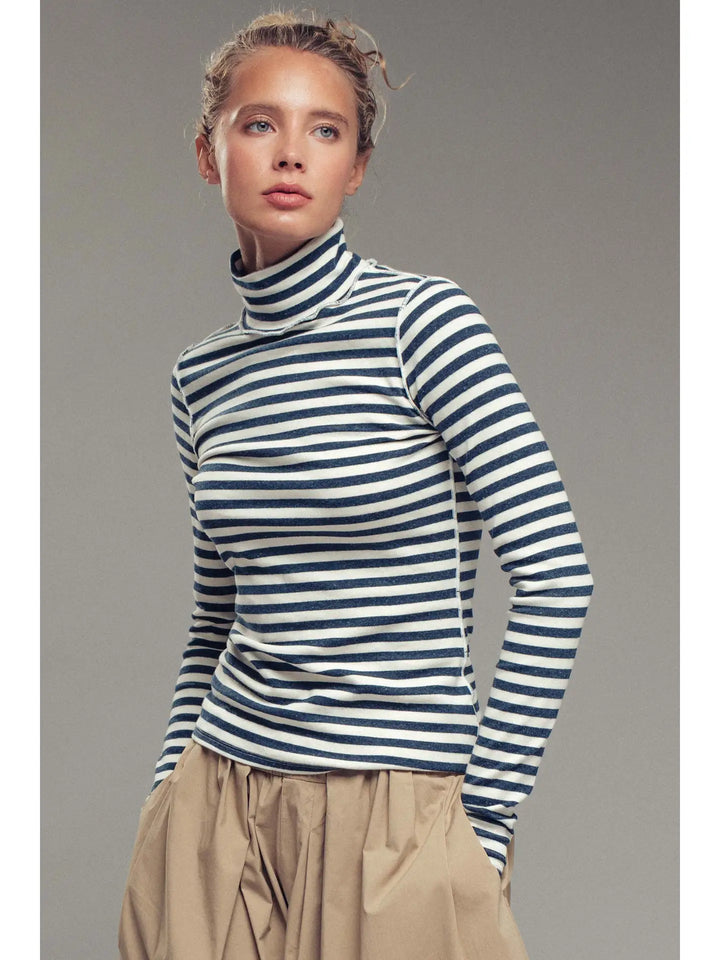 Striped Turtleneck Top