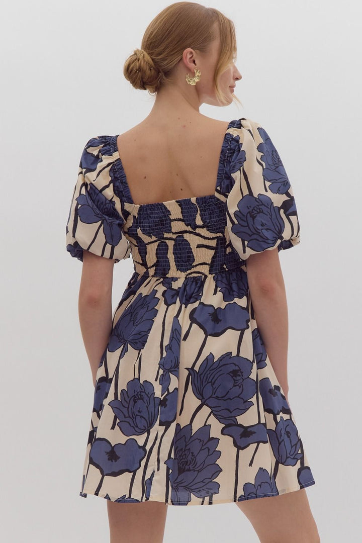 FLORAL PRINT SQUARE NECK DRESS