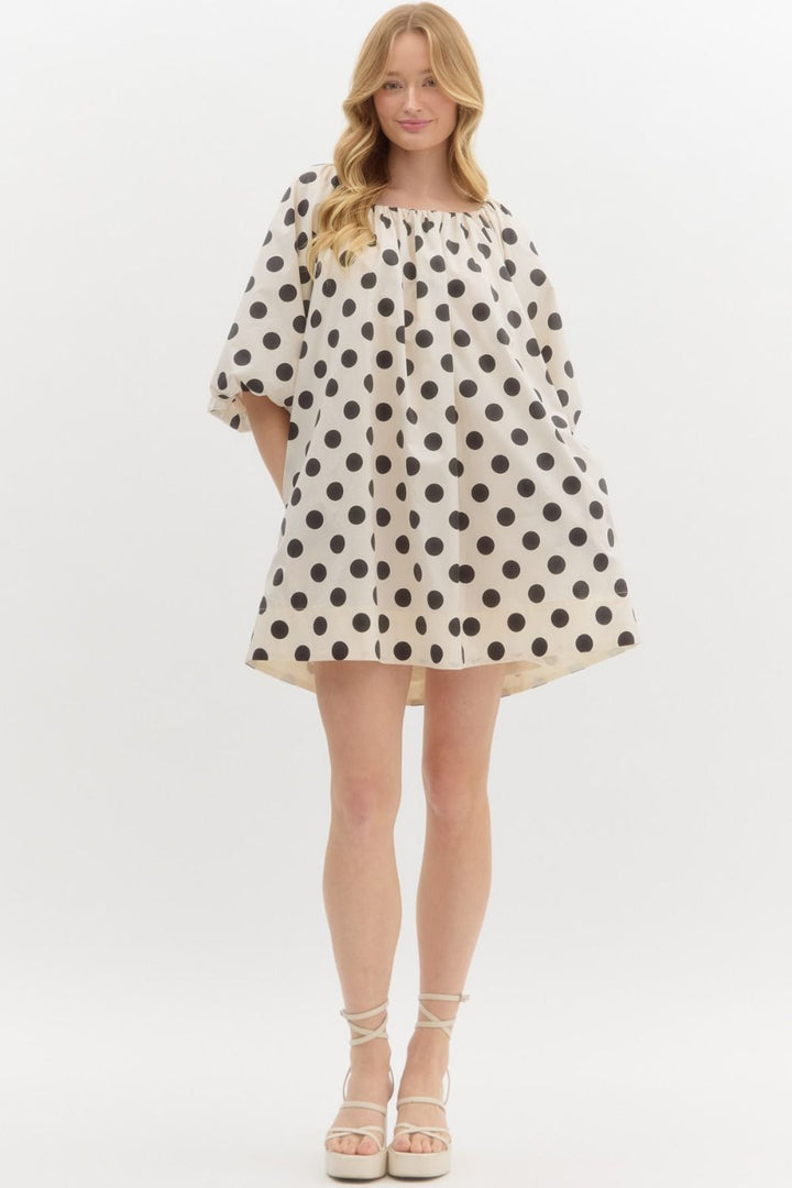 POLKA DOT PUFF SLEEVE DRESS