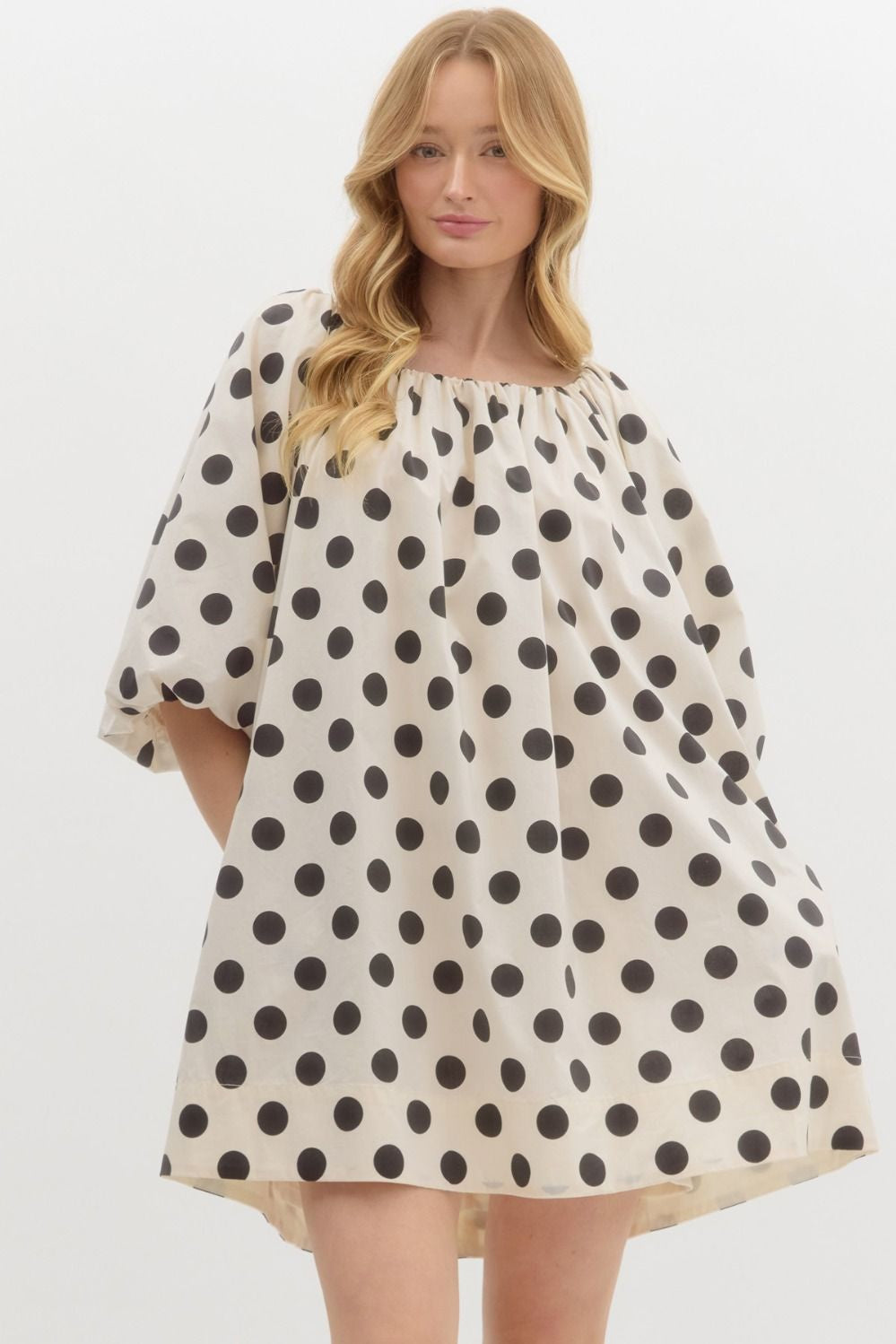 POLKA DOT PUFF SLEEVE DRESS