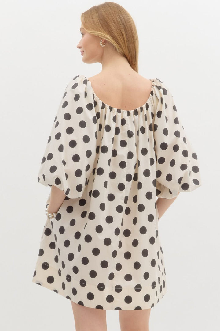 POLKA DOT PUFF SLEEVE DRESS