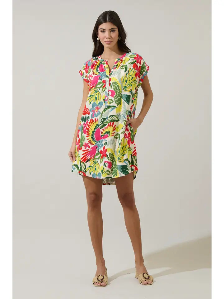 WISSA TROPICAL JASLA SHIFT MINI DRESS