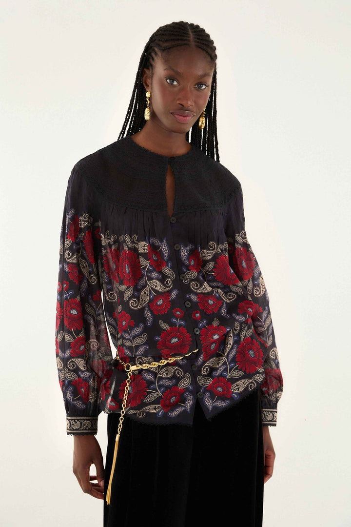 VALENTINA BLACK LONG SLEEVE BLOUSE