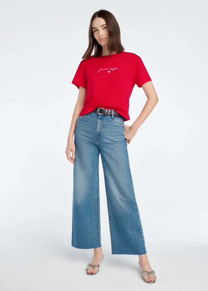 FAVORITE DAUGHTER CHEST LOGO RINGER TEE