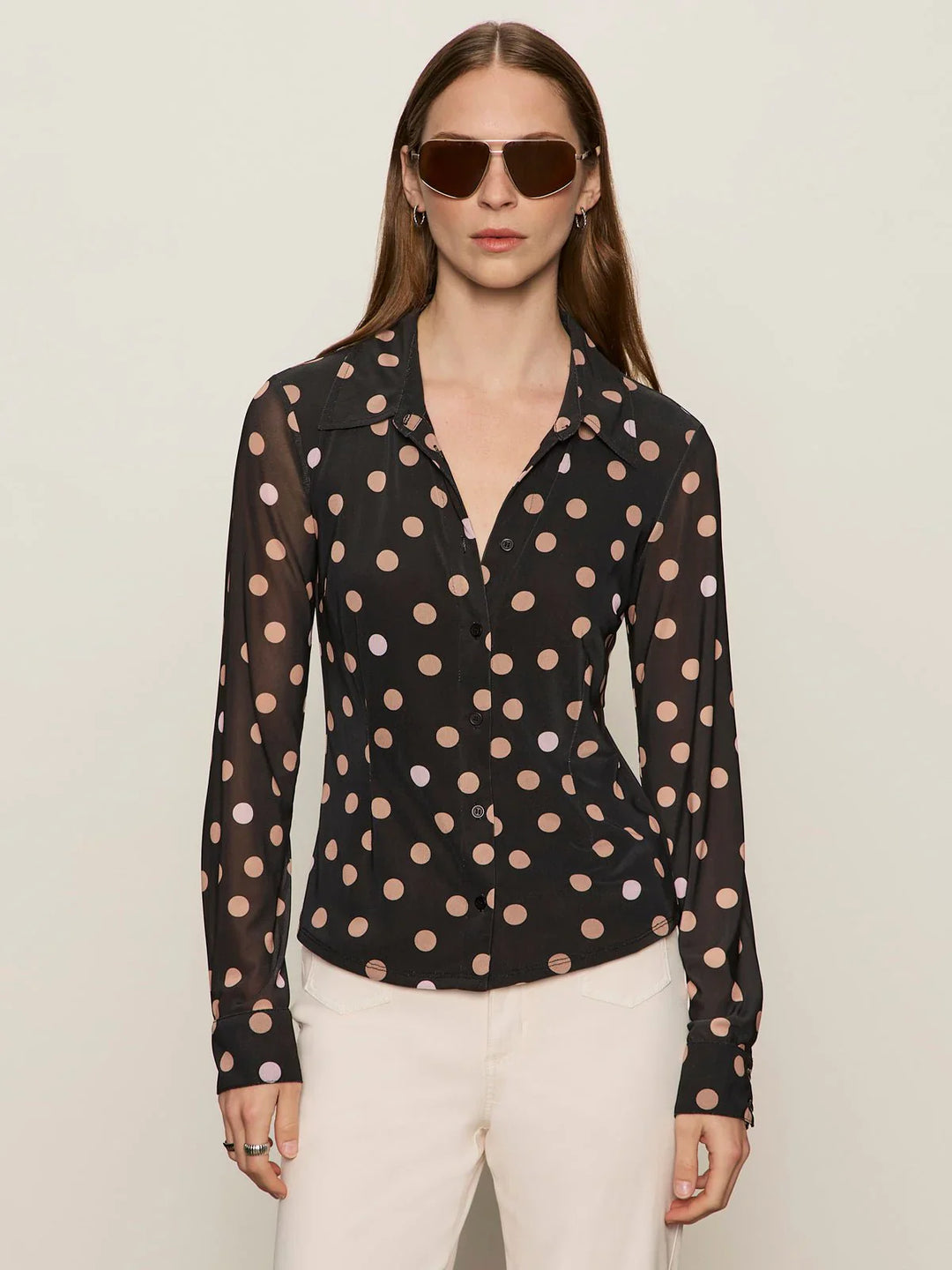 FITTED MESH BUTTON DOWN