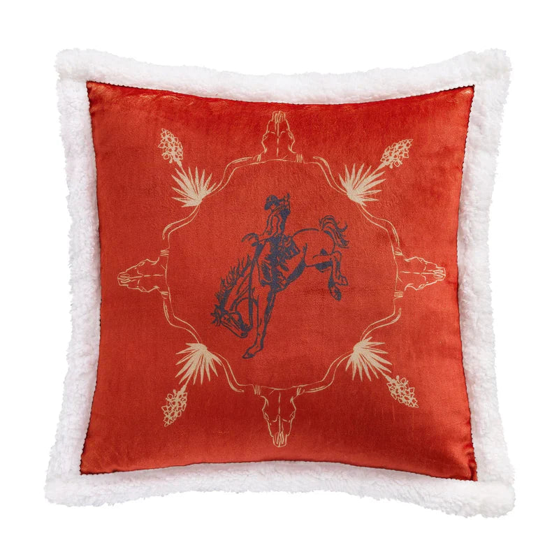 MARFA CAMPFIRE SHERPA PILLOW BUCKING BRONCO