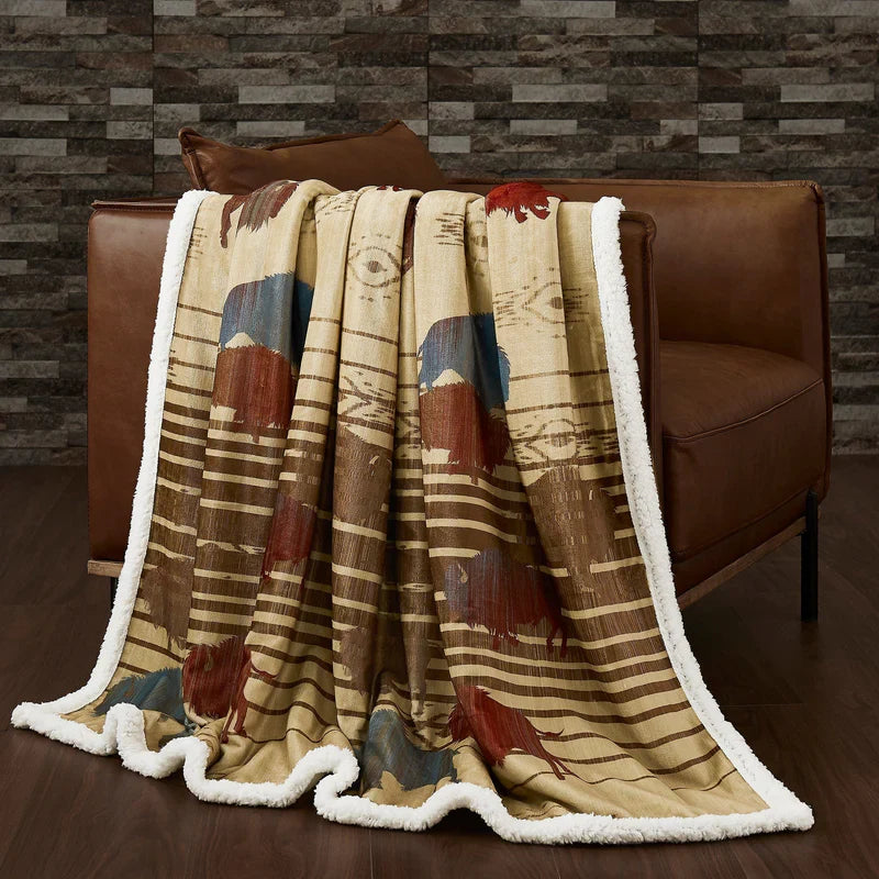 HOME ON THE RANGE CAMPFIRE SHERPA THROW BLANKET