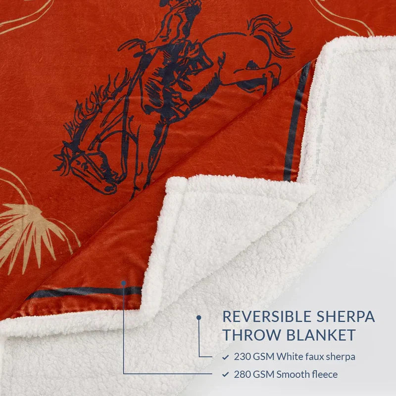 MARFA CAMPFIRE SHERPA THROW BLANKET SUNSET RIDER