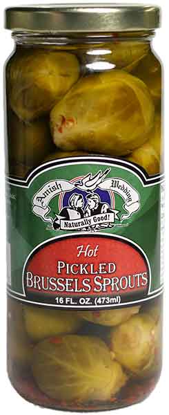 Hot Pickled Brussel Sprouts 16oz Hill Country Amish