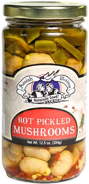 Hot Pickled Mushrooms 12.5oz Hill Country Amish