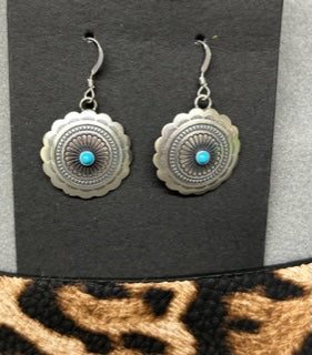 Sterling Silver & Turquoise Disk Earrings Jypsy Sisters