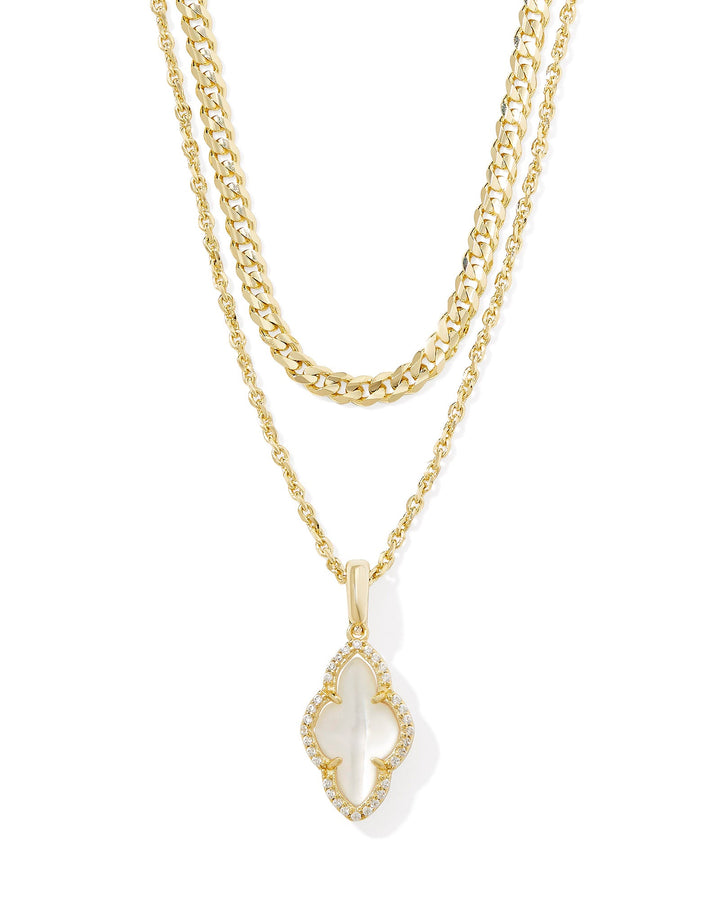 ABBIE PAVE FRAME MULTI STRAND NECKLACE