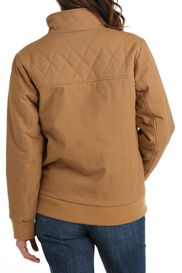 CINCH LADIES CANVAS BOMBER JACKET in LT BROWN