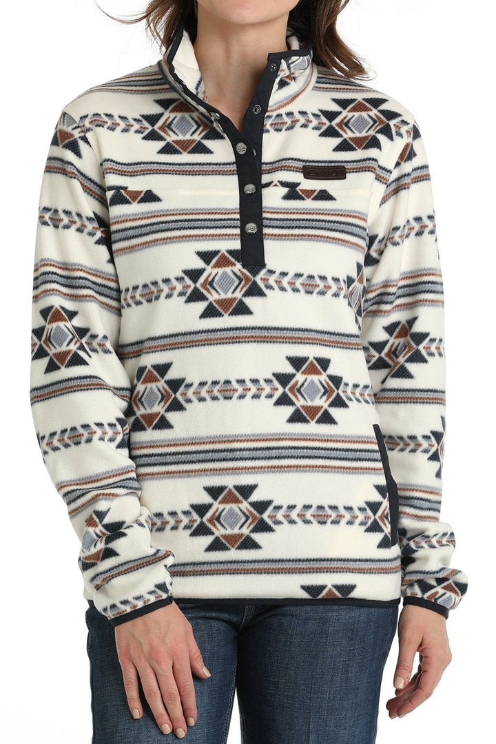 CINCH WOMEN'S POLAR FLEECE SOUTHWESTERN PRINT PULLOVER - CREAM