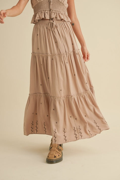 EMDROIDERED TIERED SKIRT
