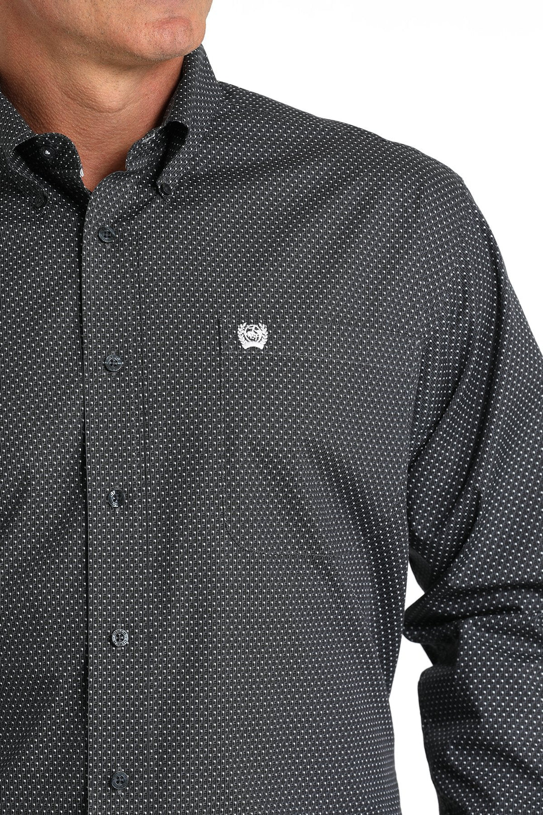 CINCH MEN'S GEOMETRIC BUTTON DOWN LONG SLEEVE SHIRT - DK BLUE