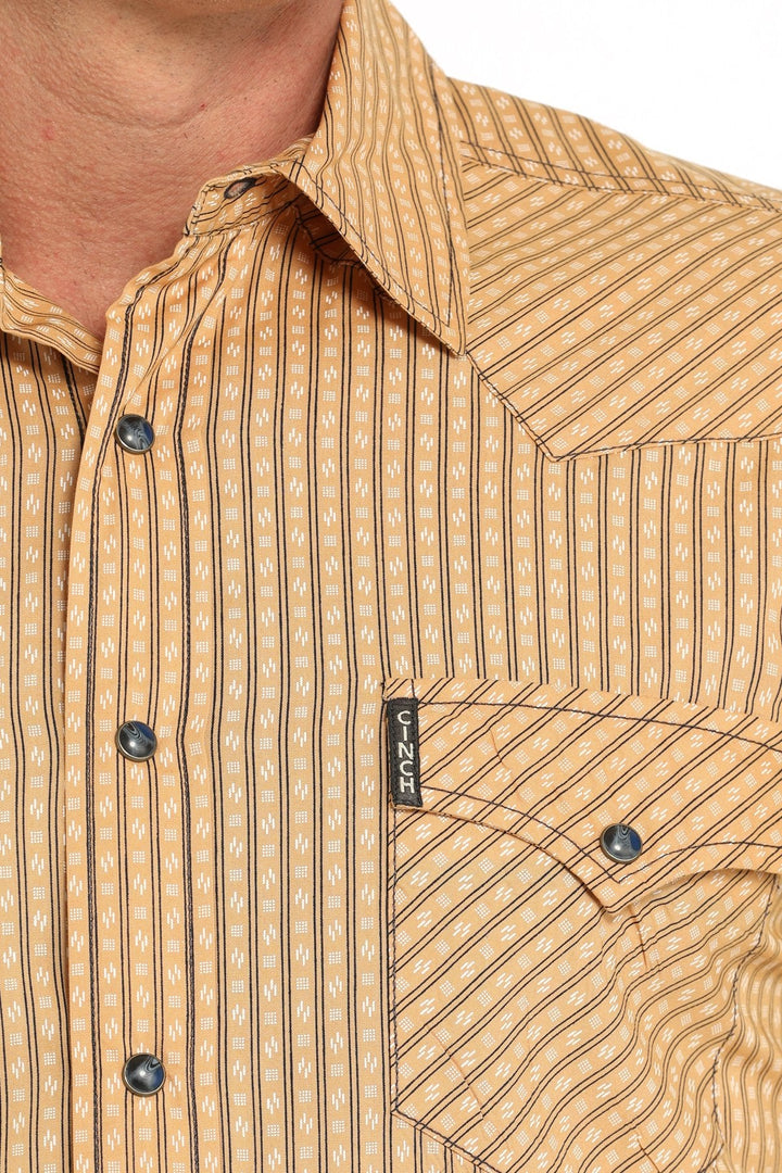 CINCH MEN'S MODERN FIT STRIPE SNAP WESTERN SHIRT - GOLD