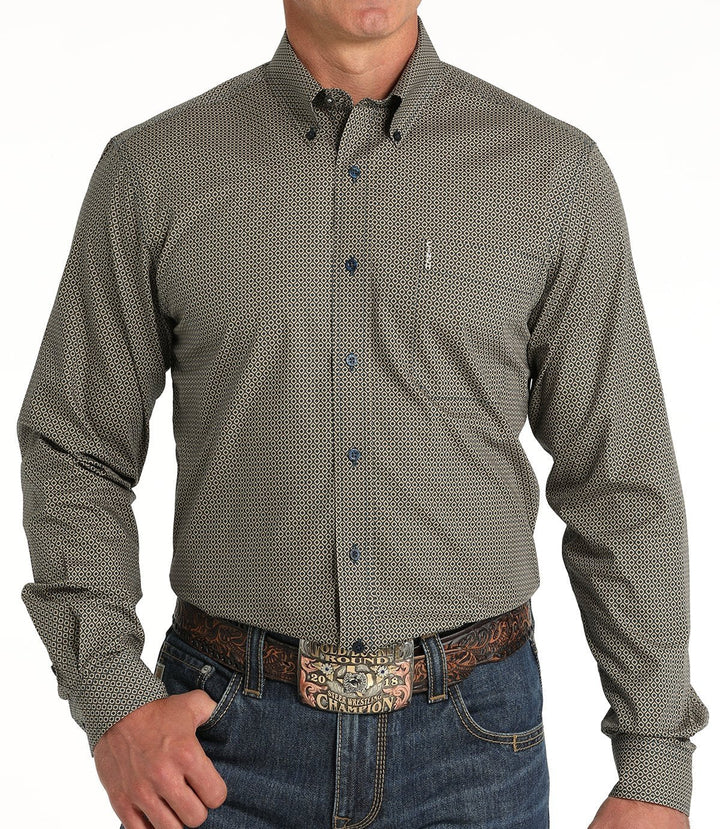 CINCH MEN'S MODERN FIT GEOMETRIC BUTTON-DOWN WESTERN SHIRT - BROWN